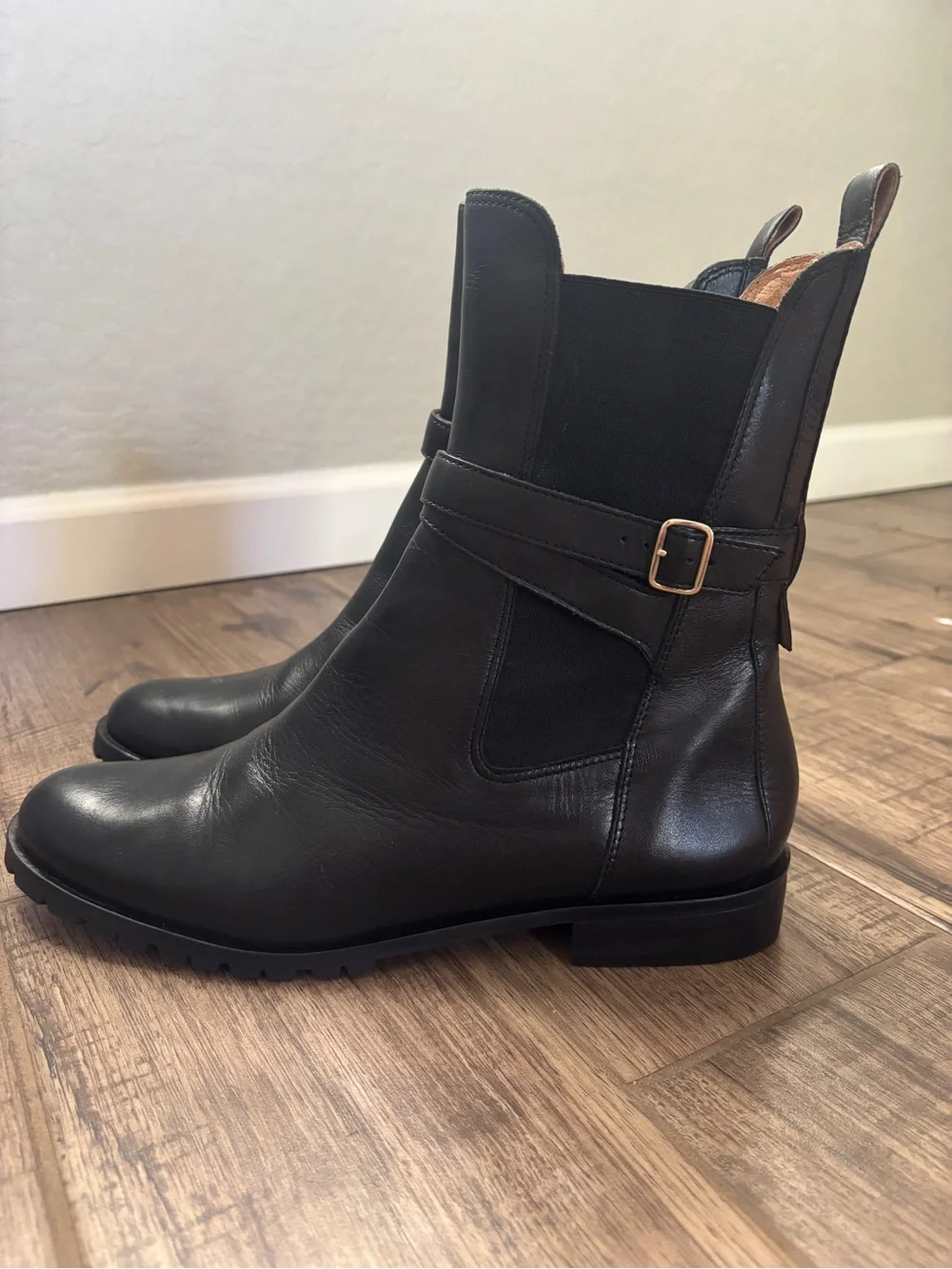 Jack Rogers Black Leather Chelsea Harness Boots
